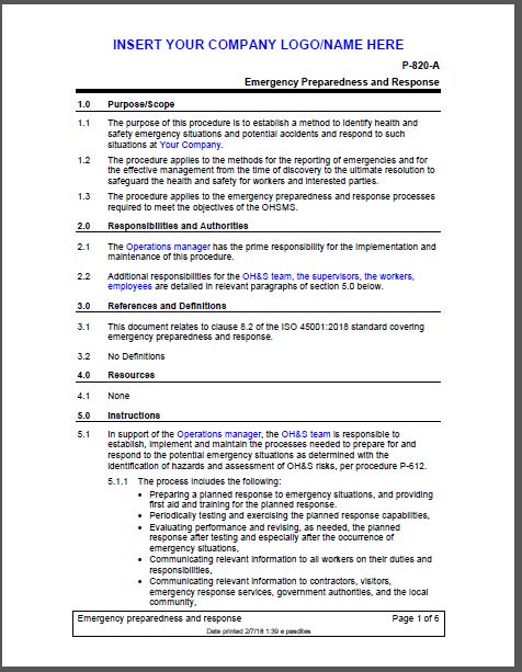 ISO 45001:2018 Procedures Package